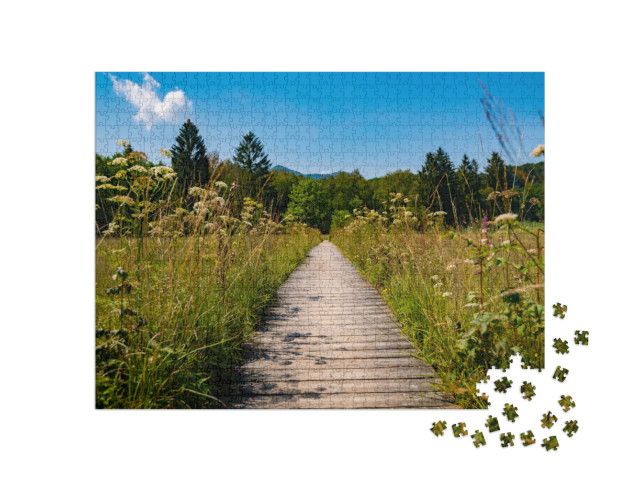 Puzzel 1000 stukjes „Houten wandelpad door de Beierse Alpen“