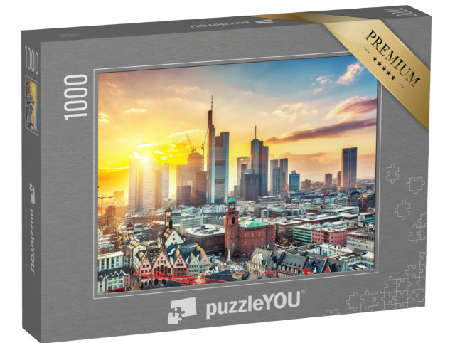 Puzzel 1000 stukjes „Frankfurt am Main bij zonsondergang, Duitsland“