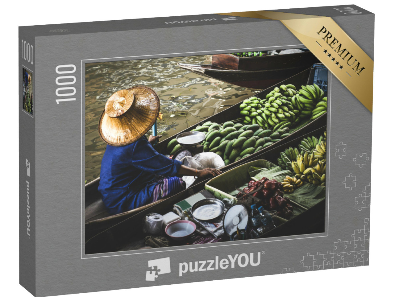 Puzzel 1000 stukjes „Exotisch: de drijvende markt Damnoen Saduak“