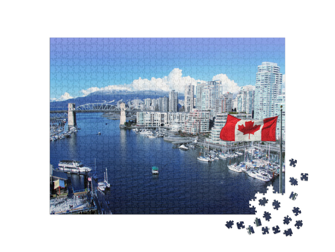 Puzzel 1000 stukjes „False Creek en de Burrard Street Bridge in Vancouver“