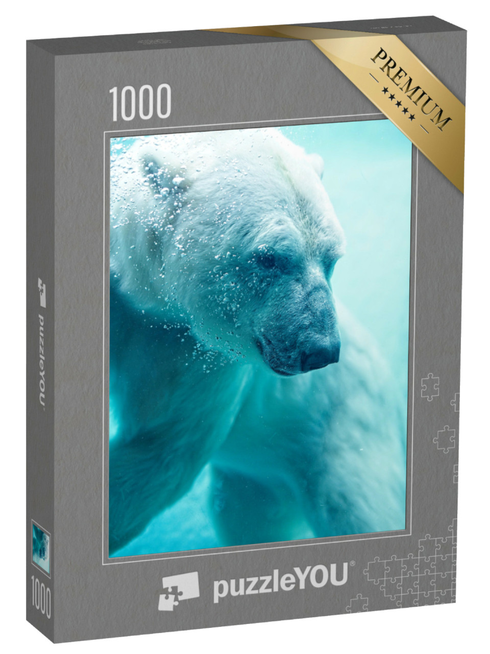 Puzzel 1000 stukjes „IJsbeer onder water met bubbels“