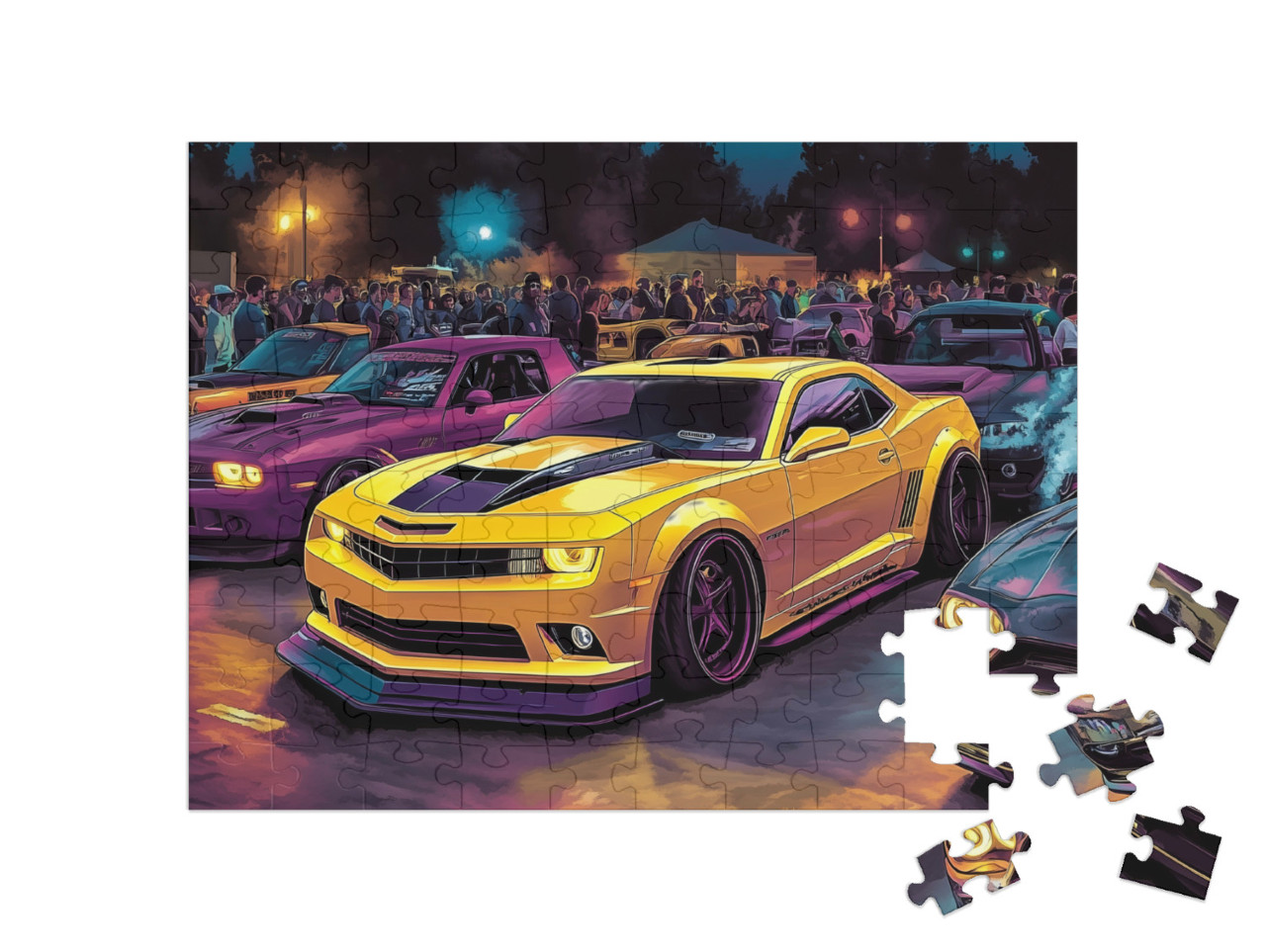 Puzzel 100 stukjes „De gekke raceauto show“