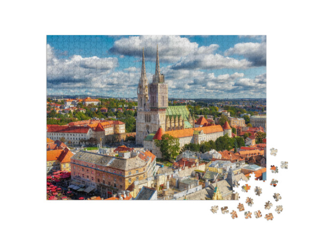 Puzzel 1000 stukjes „Kathedraal van Zagreb in Kaptol, district Zagreb, Kroatië“