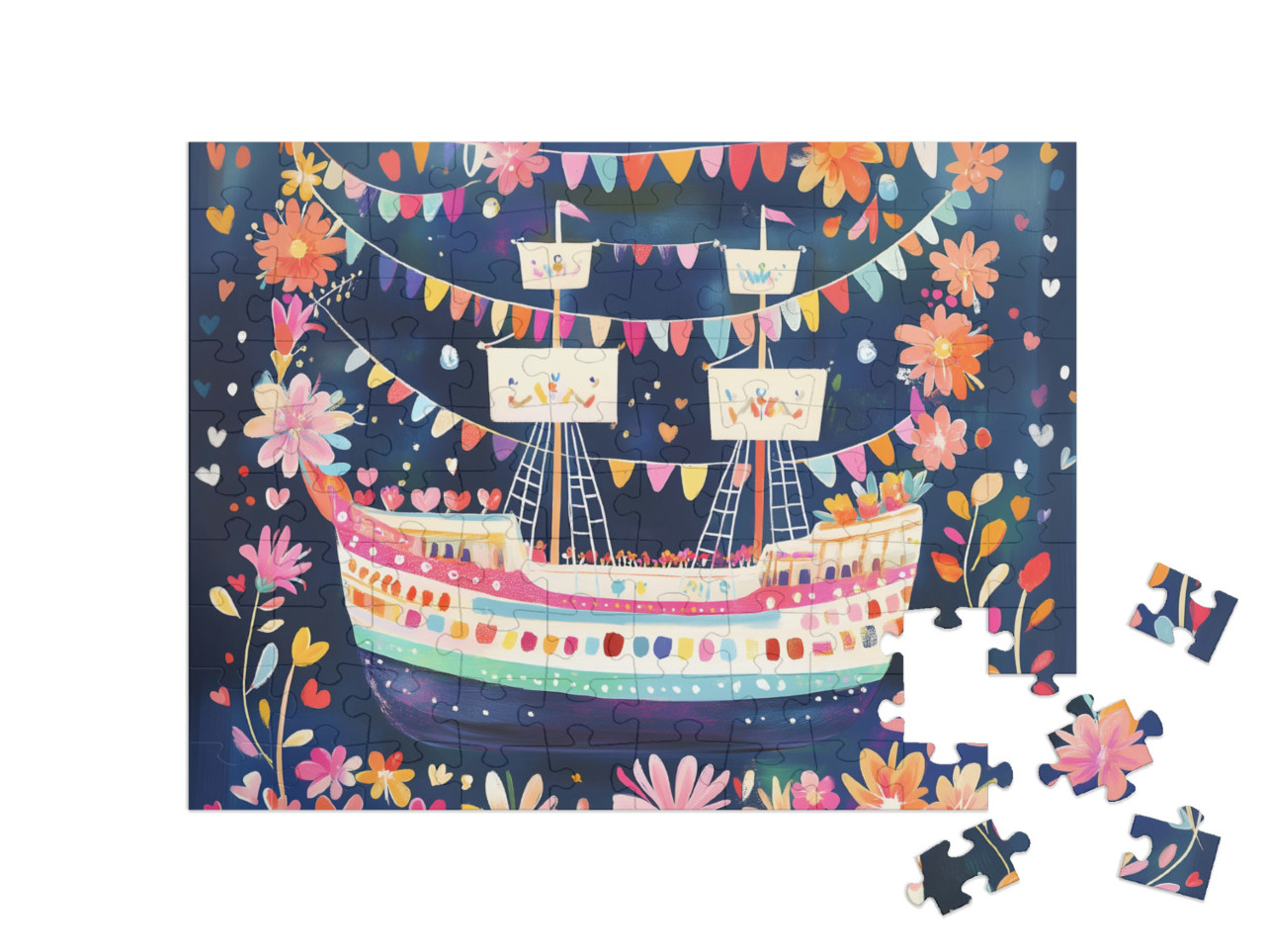 Puzzel 100 stukjes „Een zee van bloemen“