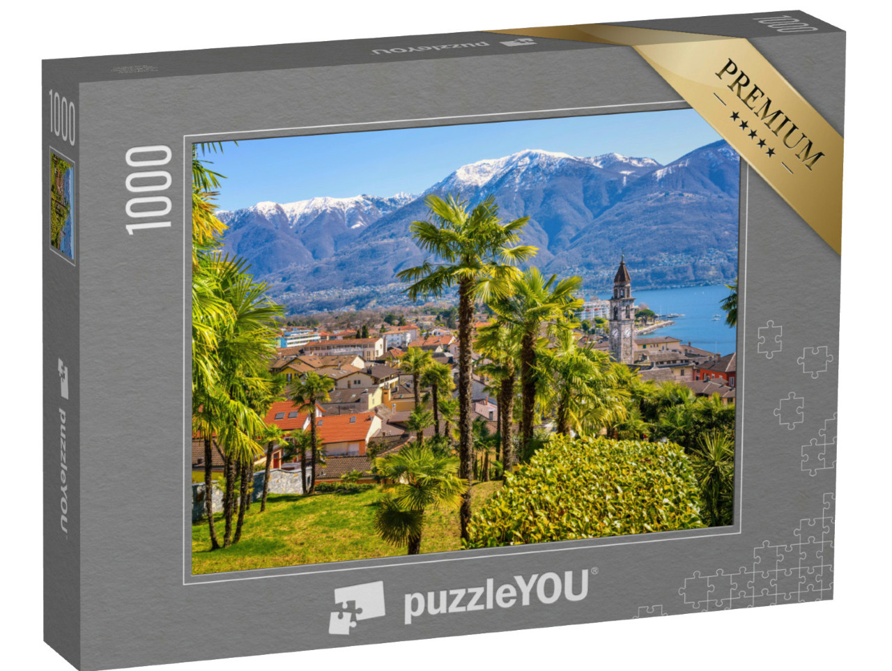 Puzzel 1000 stukjes „Palmbomen en besneeuwde bergtoppen“