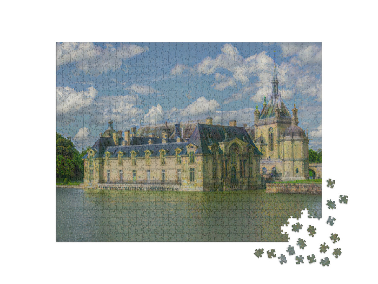 Puzzel 1000 stukjes „in de kunststijl van Claude Monet - Chateau de Chantilly - Puzzelverzameling Kunstenaars & Schilderijen“