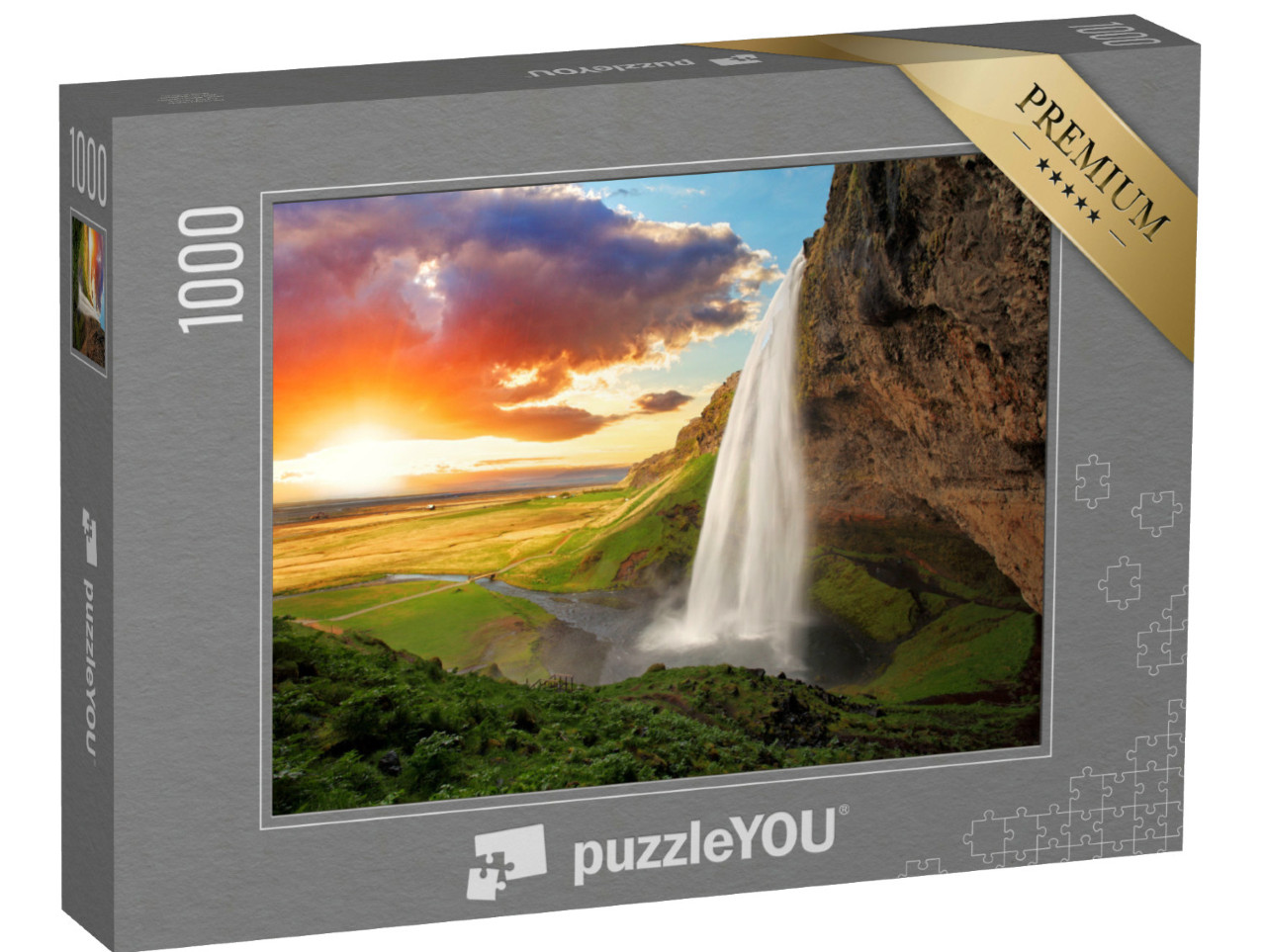 Puzzel 1000 stukjes „Seljalandsfoss, waterval in IJsland“