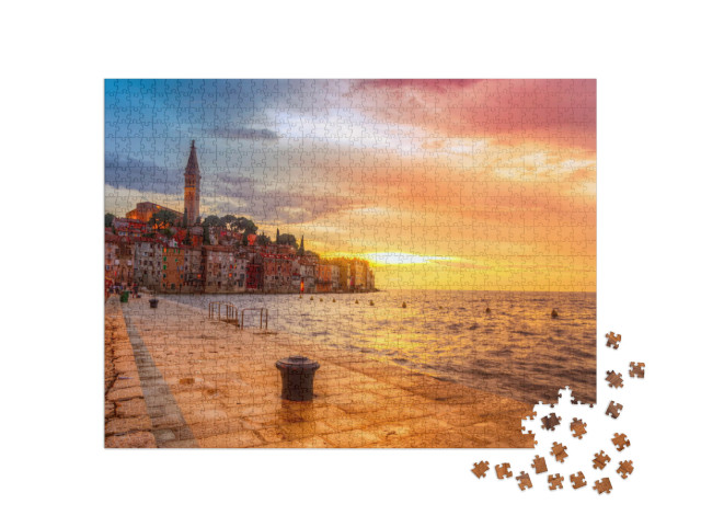 Puzzel 1000 stukjes „Rovinj aan de Adriatische Zee bij zonsondergang, Kroatië“