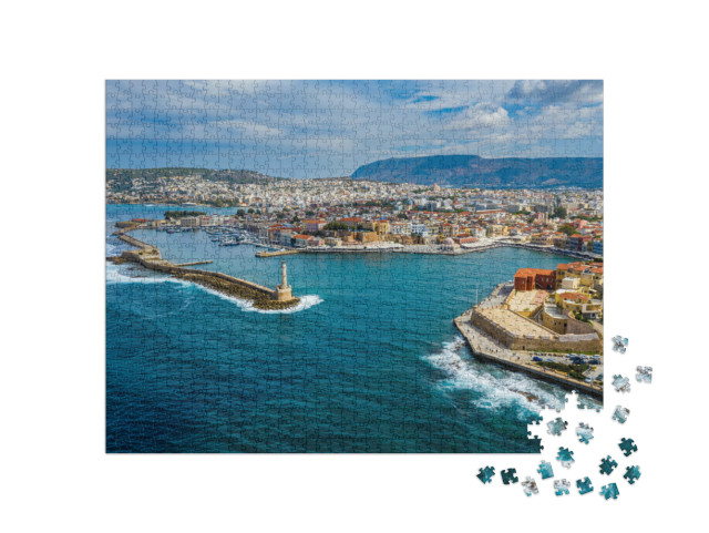 Puzzel 1000 stukjes „Panoramisch uitzicht van boven op de stad Chania, eiland Kreta, Griekenland“