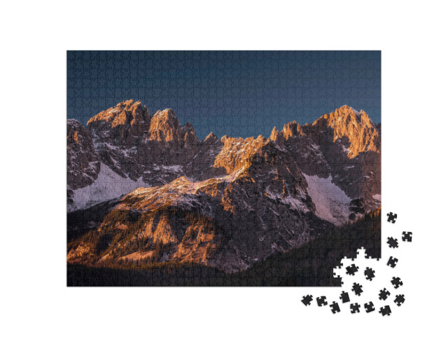 Puzzel 1000 stukjes „Wilder Kaiser bij zonsondergang, Oostenrijk“