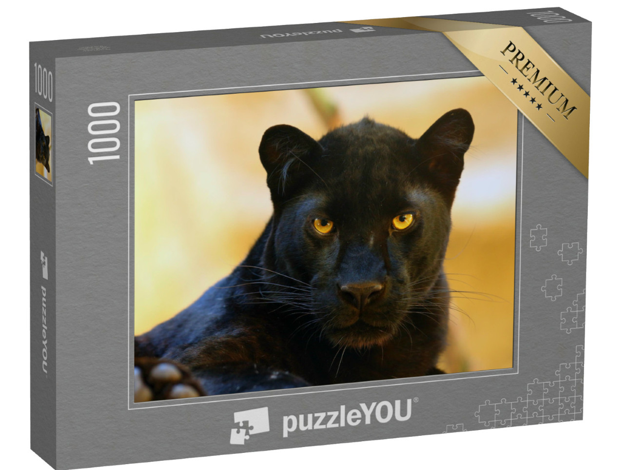 Puzzel 1000 stukjes „Oog in oog met een zwarte panter“