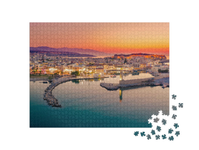 Puzzel 1000 stukjes „De oude Venetiaanse haven van de stad Rethymno, eiland Kreta, Griekenland“