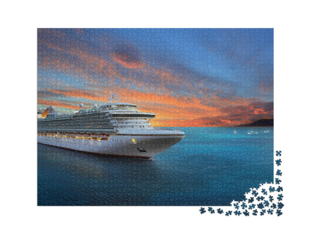 Puzzel 2000 stukjes „Luxe cruiseschip bij zonsondergang“