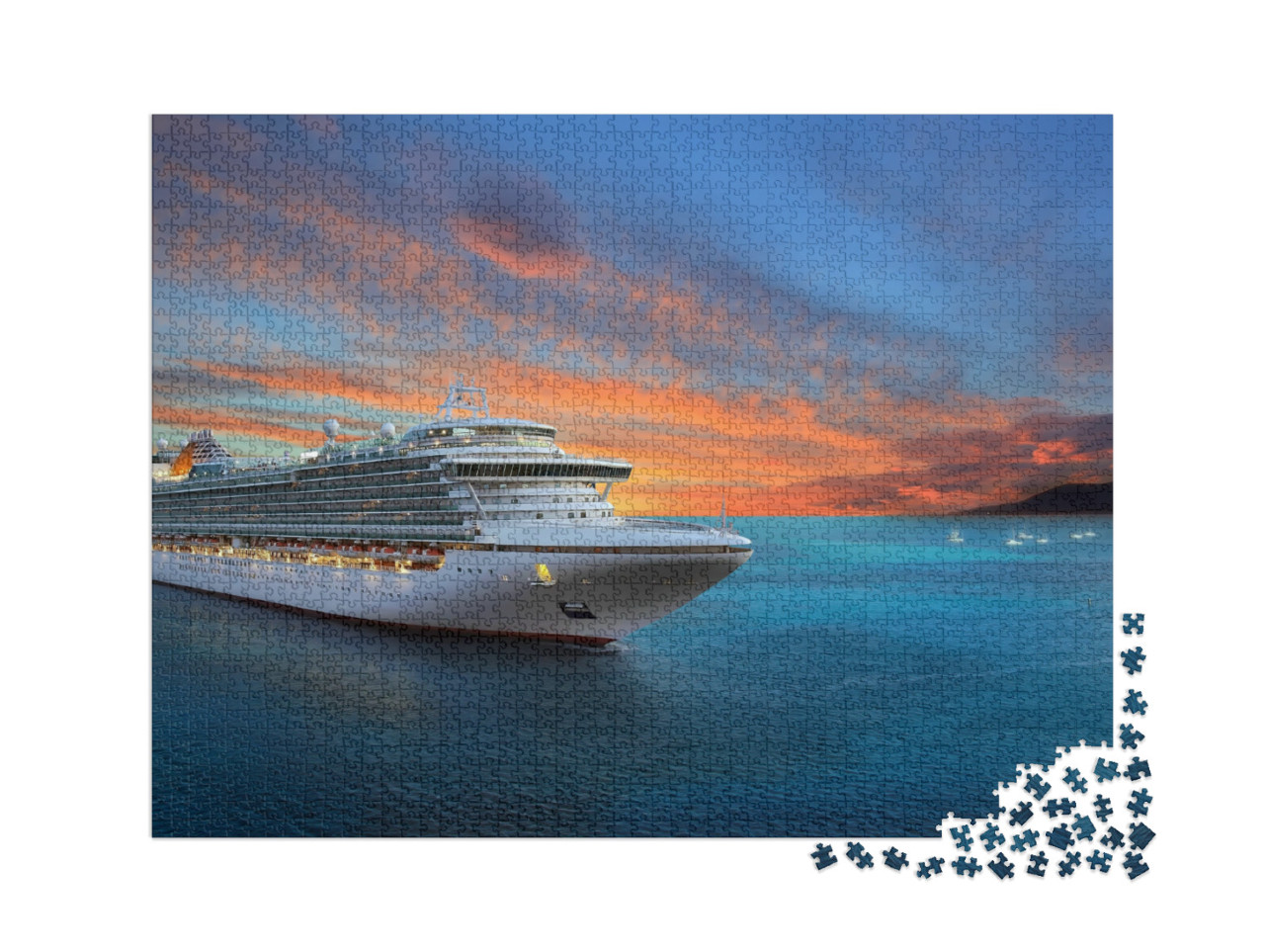 Puzzel 2000 stukjes „Luxe cruiseschip bij zonsondergang“