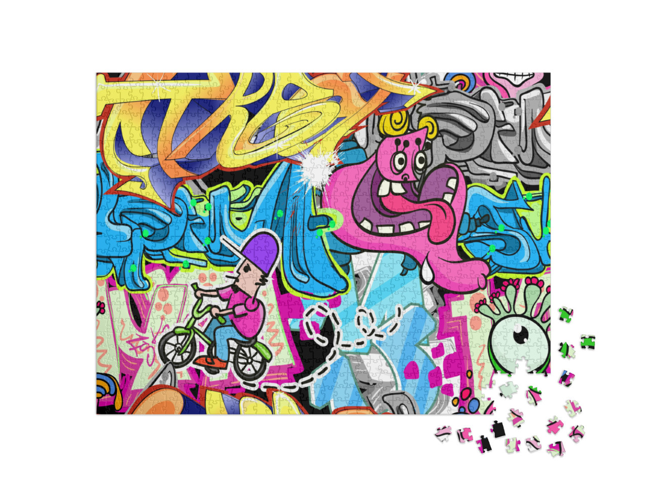 Puzzel 1000 stukjes „Muur, volledig bedekt met graffiti“