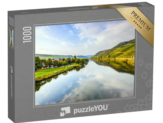 Puzzel 1000 stukjes „Wijngaarden op de heuvels van de romantische oevers van de Moezel“