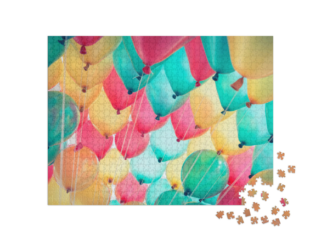 Puzzel 1000 stukjes „Kleurrijke ballonnen stijgen de lucht in“