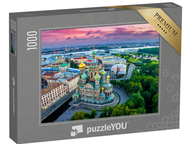 Puzzel 1000 stukjes „Panorama van St. Petersburg bij zonsondergang, Rusland“