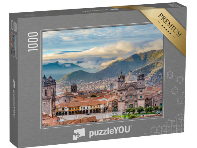 Puzzel 1000 stukjes „Ochtendzon op het Plaza de Armas, Cusco, stad“
