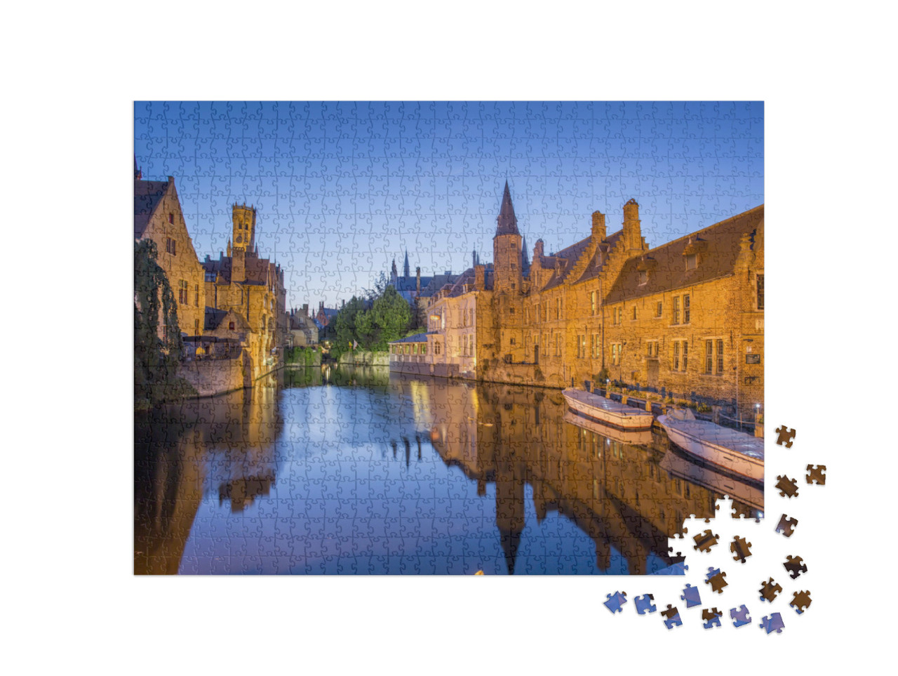 Puzzel 1000 stukjes „Middeleeuwse sprookjesstad Brugge, België“