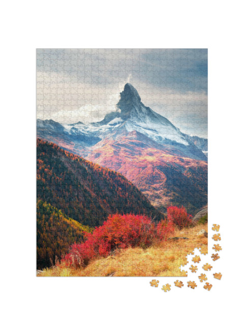 Puzzel 1000 stukjes „Top van de Matterhorn in de herfst, Zwitserland“
