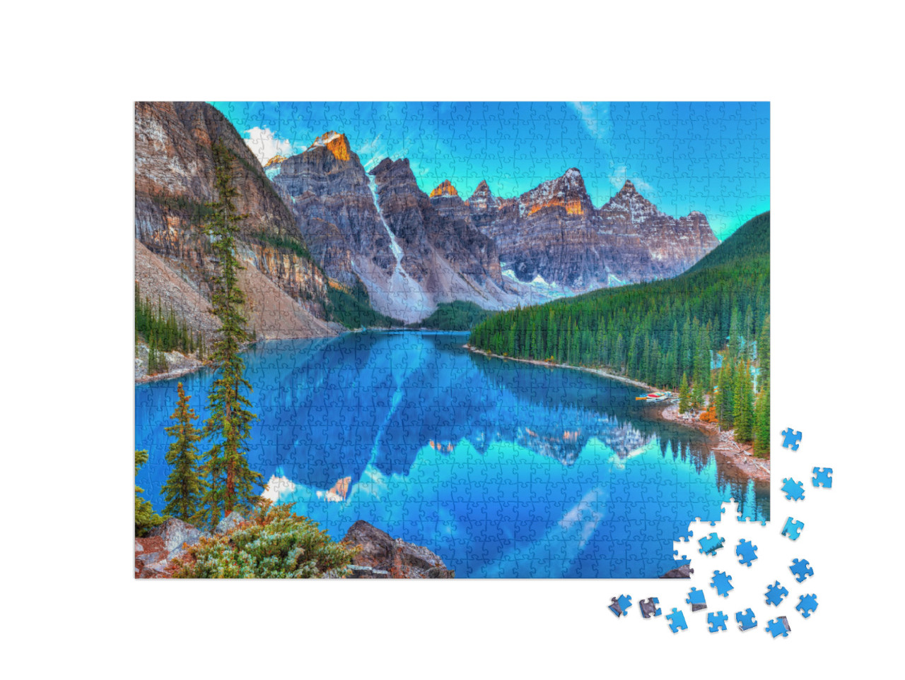 Puzzel 1000 stukjes „Zonsopgang bij Moraine Lake in Banff National Park“