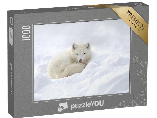 Puzzel 1000 stukjes „Poolvos geknuffeld in de sneeuw“