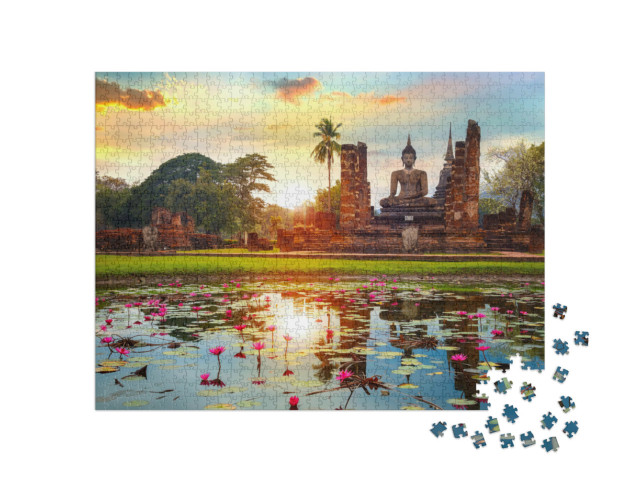 Puzzel 1000 stukjes „Wat Mahathat Tempel, UNESCO Werelderfgoed, Thailand“