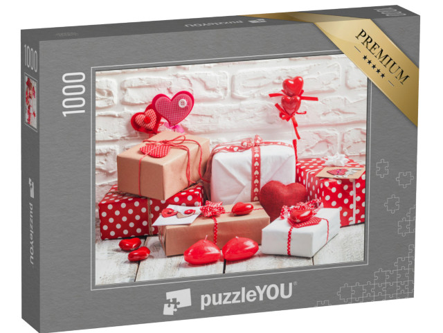 Puzzel 1000 stukjes „Valentijnsdag: cadeaus en harten“