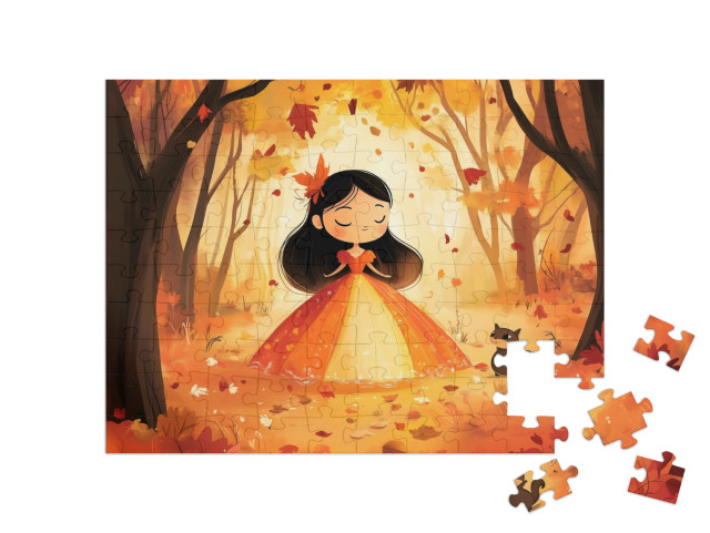 Puzzel 100 stukjes „De gouden koningin van de bladeren“