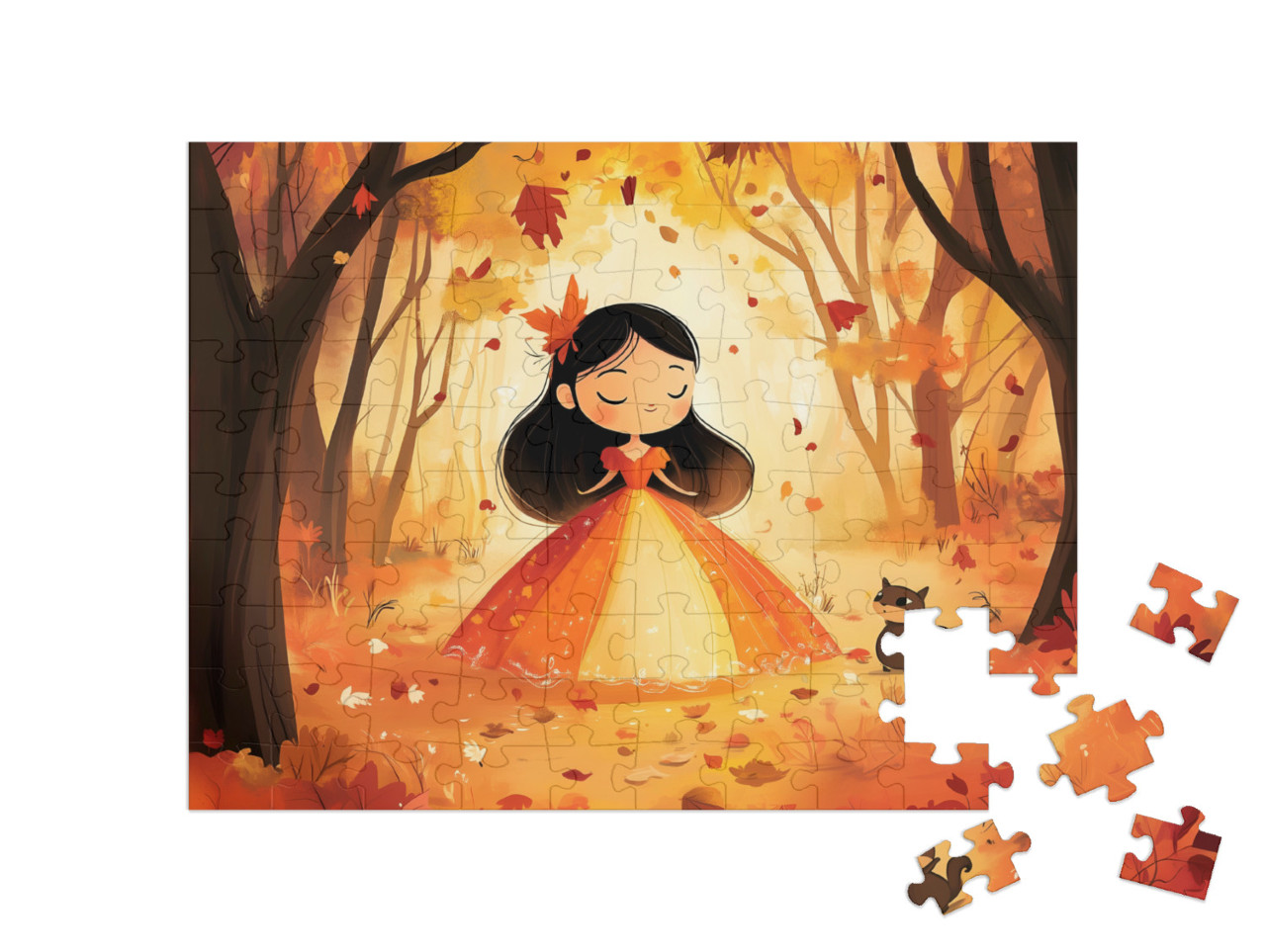 Puzzel 100 stukjes „De gouden koningin van de bladeren“