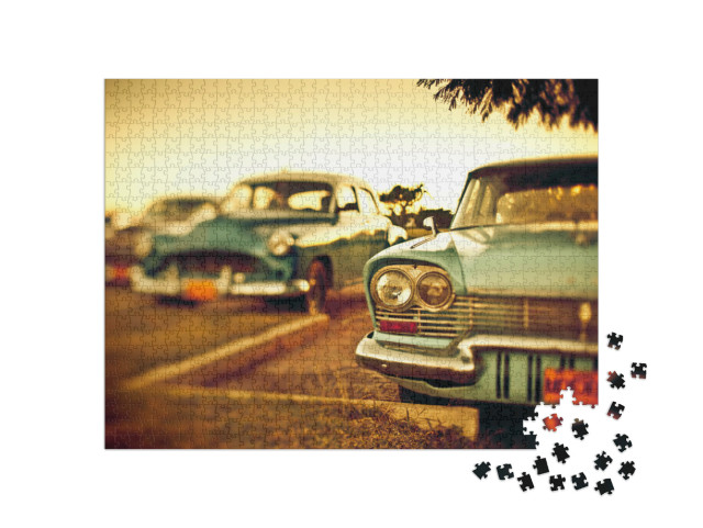 Puzzel 1000 stukjes „Oldtimer in Cuba, gefotografeerd met tilt-shift“