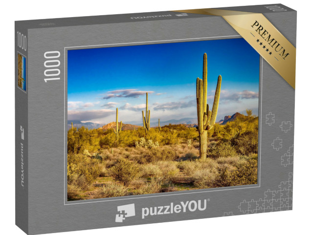 Puzzel 1000 stukjes „Cactussen in een wild landschap“