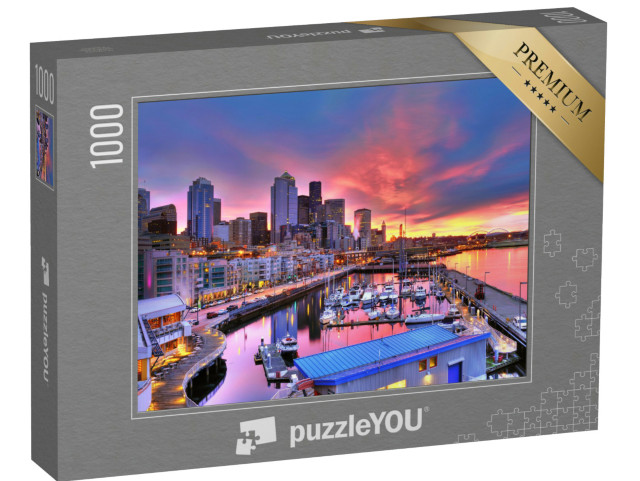 Puzzel 1000 stukjes „Dageraad boven Pier-66, Seattle“