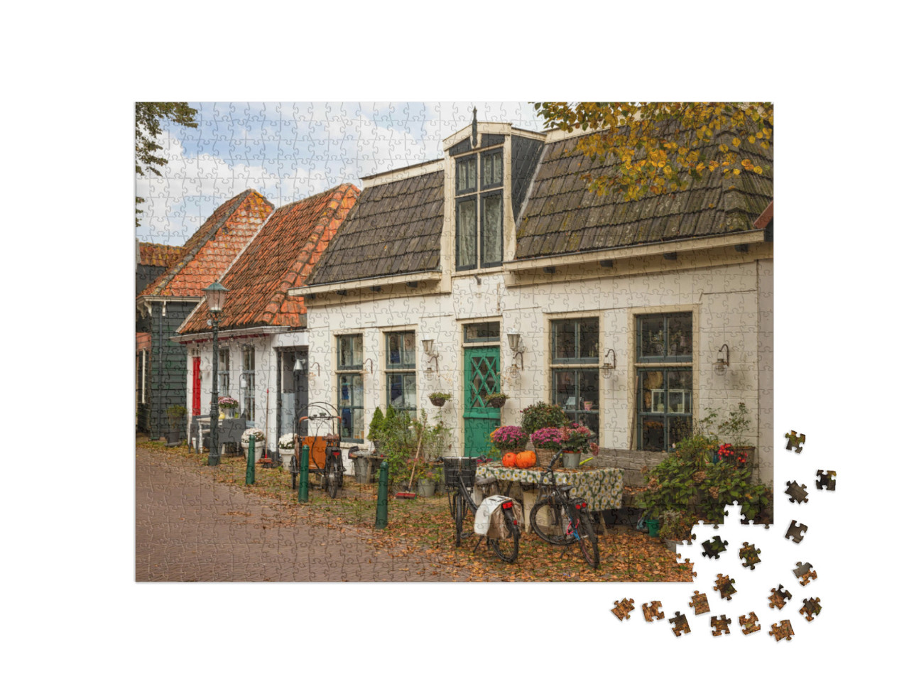 Puzzel 1000 stukjes „Kleine straat met oude pittoreske huizen in het centrum van Den Burg op het Waddeneiland Texel“