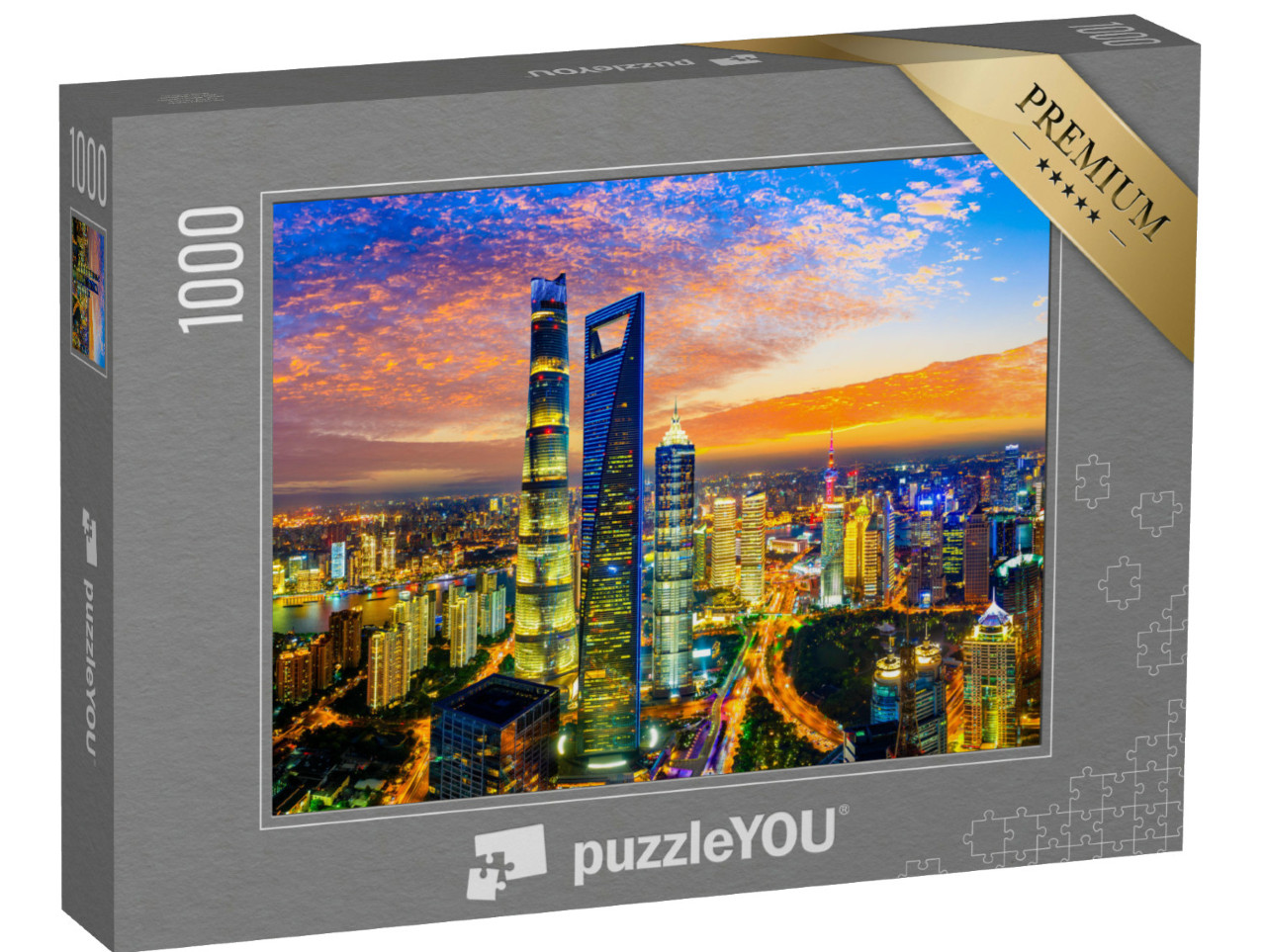 Puzzel 1000 stukjes „Shanghai bij nacht“