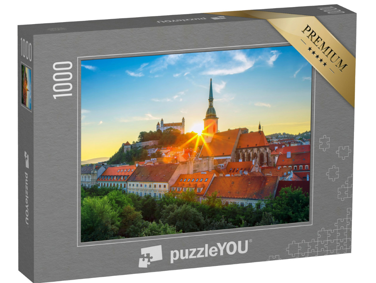 Puzzel 1000 stukjes „Kasteel van Bratislava met uitzicht op de Donau in het historische centrum van Bratislava“