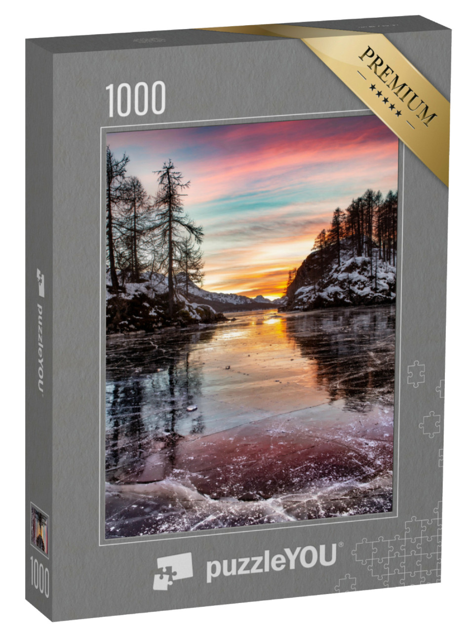 Puzzel 1000 stukjes „Bevroren meer van Sils, Engadin, Graubünden, Zwitserland“