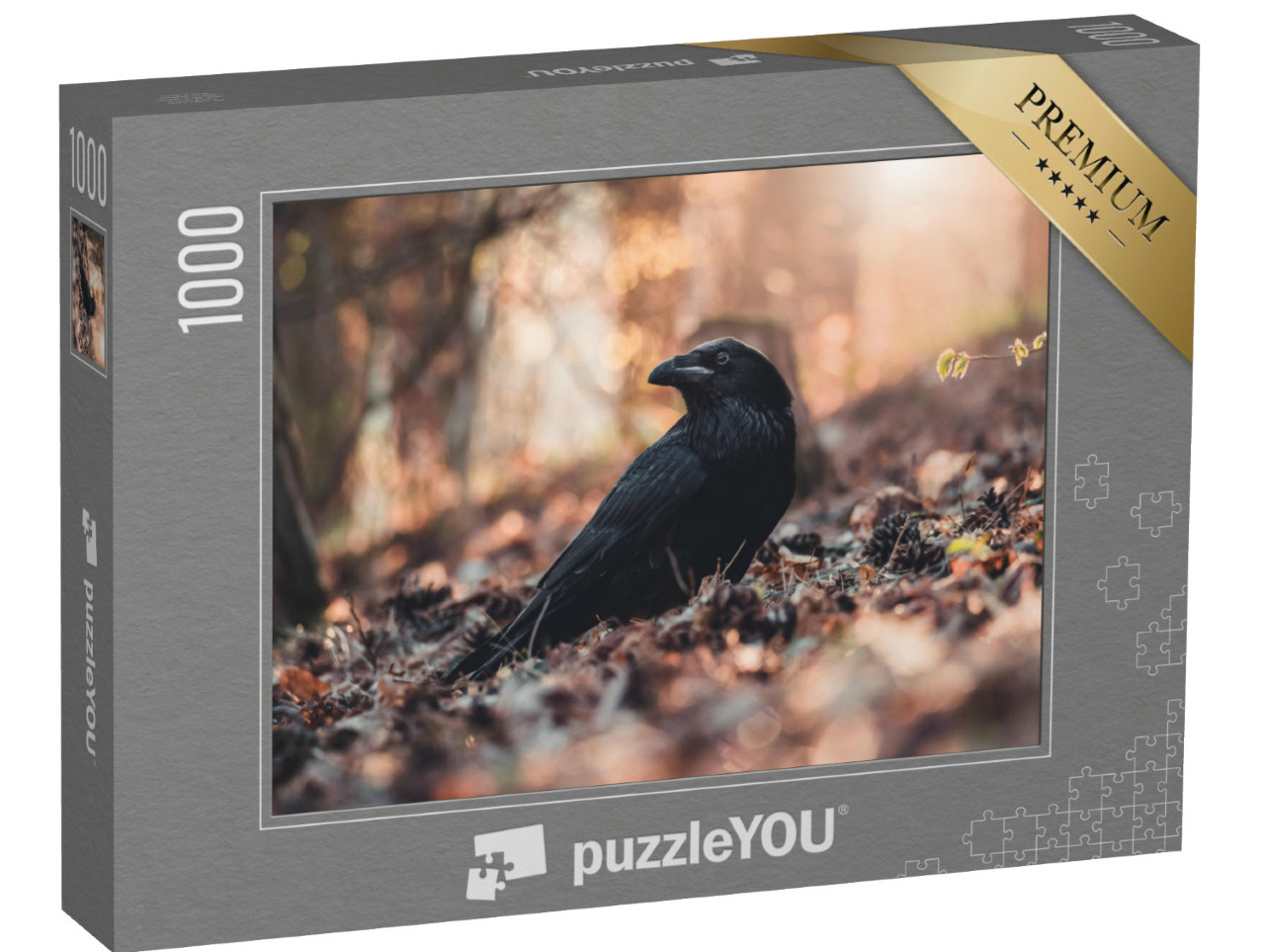 Puzzel 1000 stukjes „Raaf in het bladerdak van het lentebos“
