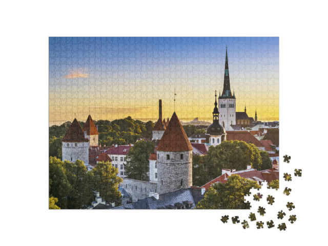 Puzzel 1000 stukjes „Uitzicht op het oude stadscentrum van Tallinn, Estland“