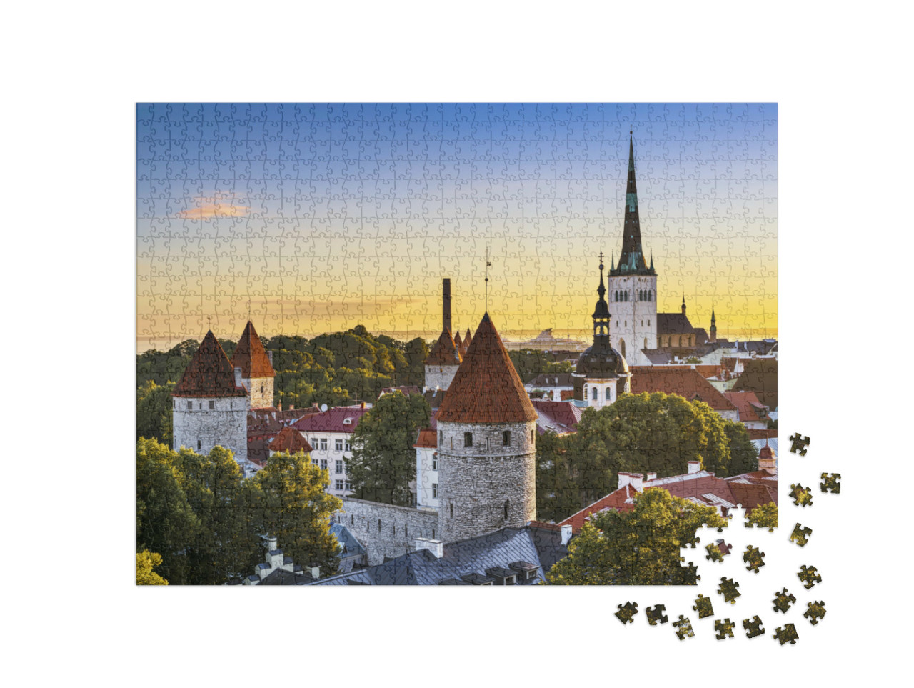 Puzzel 1000 stukjes „Uitzicht op het oude stadscentrum van Tallinn, Estland“