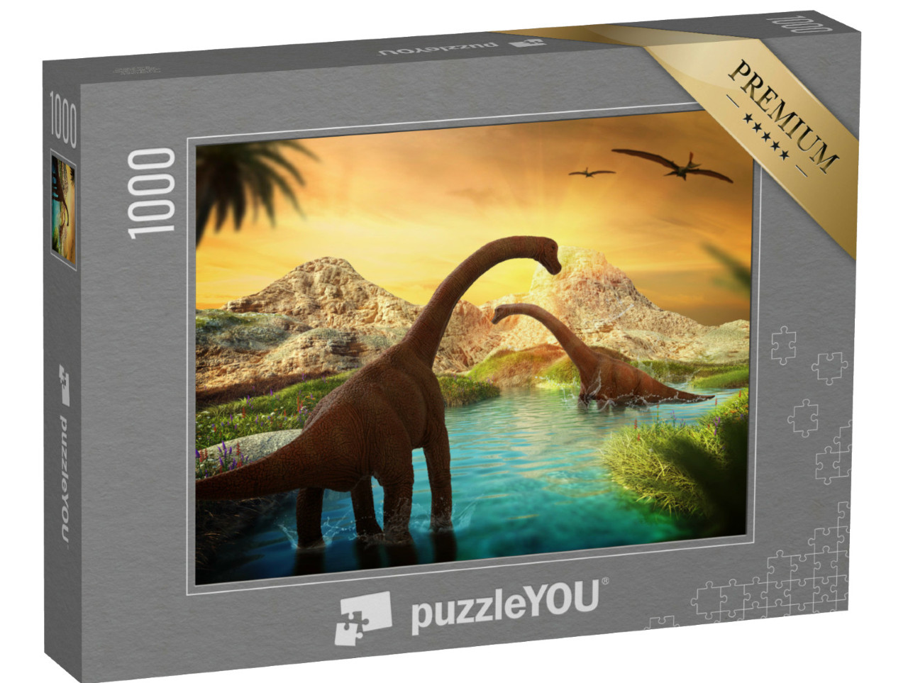 Puzzel 1000 stukjes „De wereld van dinosaurussen“