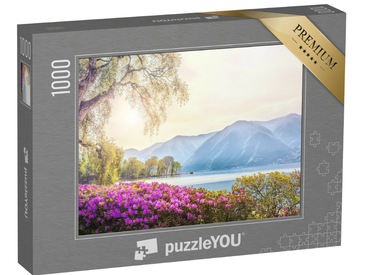 Puzzel 1000 stukjes „Prachtig uitzicht op het meer omringd door bergen“