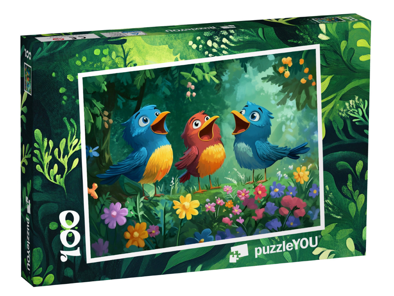 Puzzel 100 stukjes „Thuis van de kleurrijke vogels“