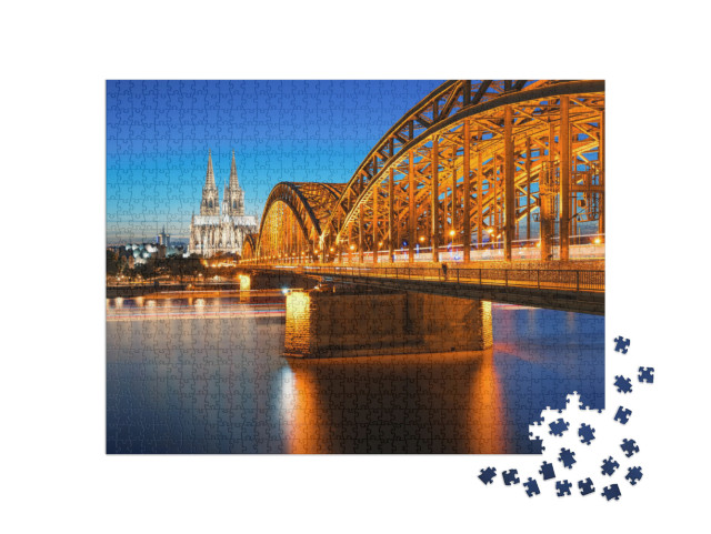 Puzzel 1000 stukjes „Dom en Hohenzollernbrug, Keulen, Duitsland“