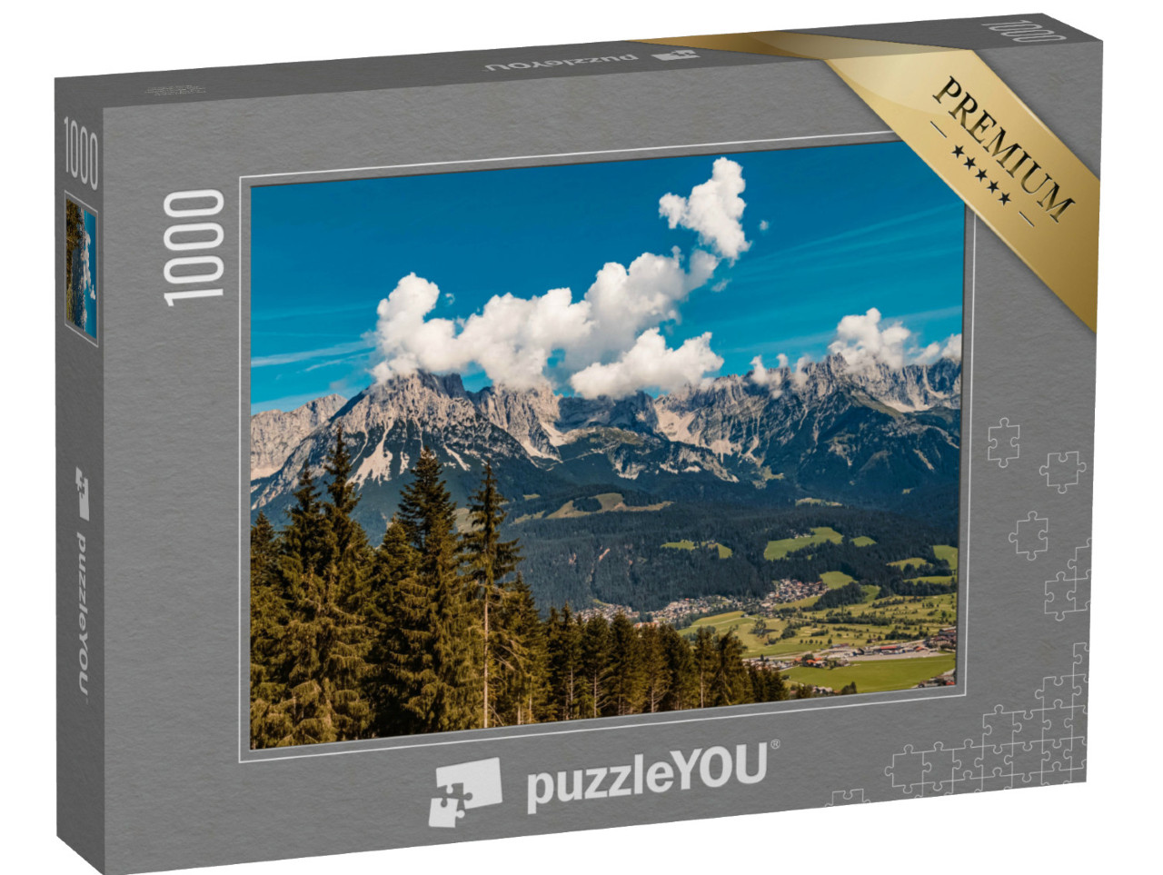 Puzzel 1000 stukjes „Ellmau op de Hartkaiser top, Tirol, Oostenrijk“