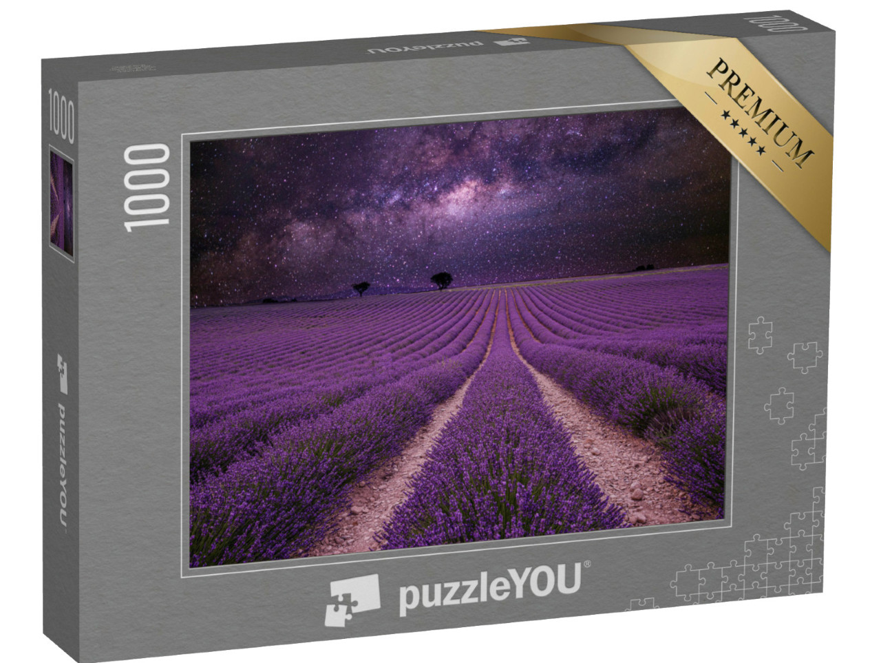 Puzzel 1000 stukjes „De Melkweg boven een enorm lavendelveld“