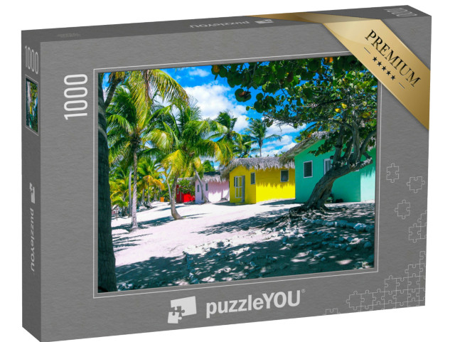 Puzzel 1000 stukjes „Kleurrijke huizen op het strand in Catalina, Dominicaanse Republiek“
