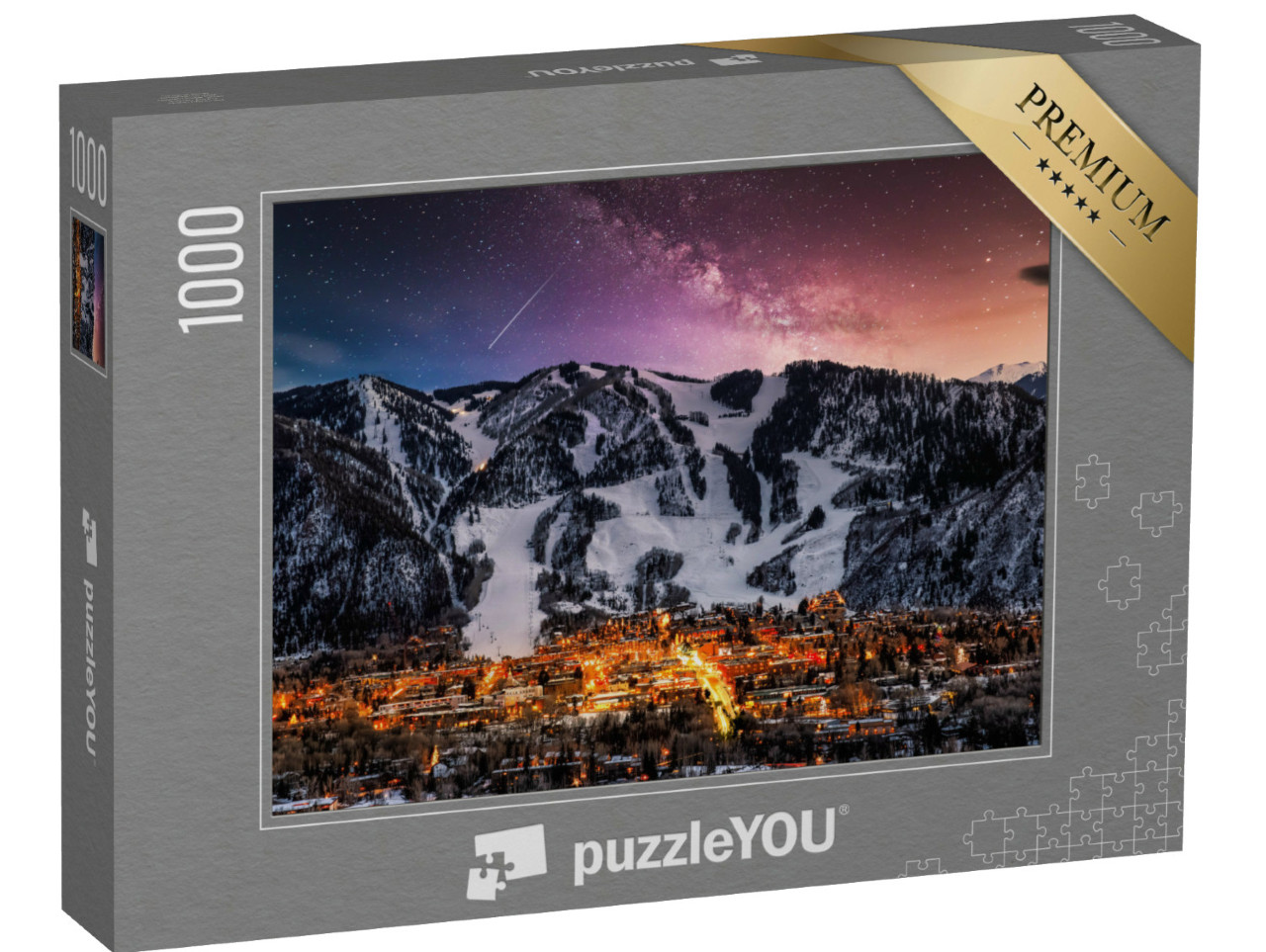 Puzzel 1000 stukjes „Skyline van de stad Aspen met Melkweg“