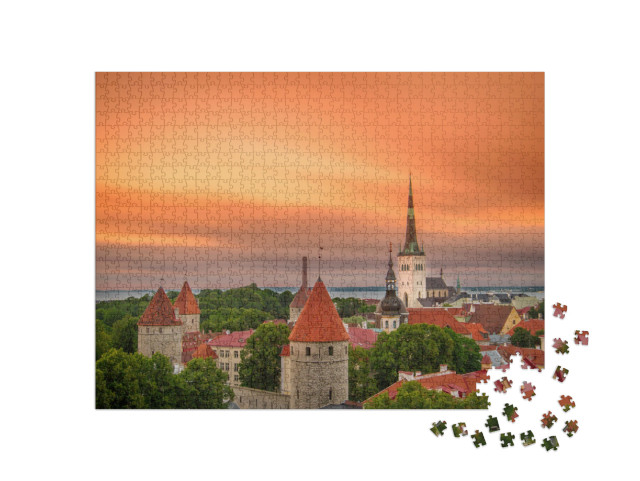 Puzzel 1000 stukjes „Iconisch uitzicht op de stad Tallinn, Estland“